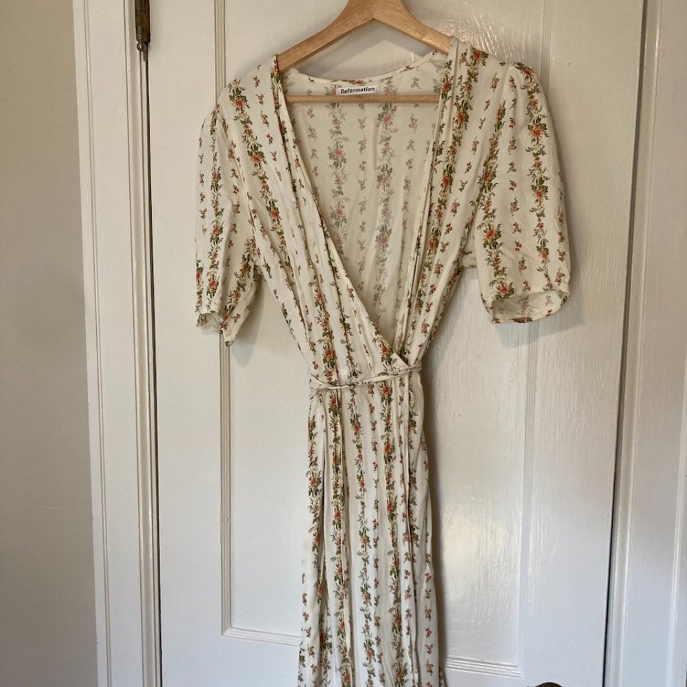 Reformation "Laurent" Floral Wrap Dress